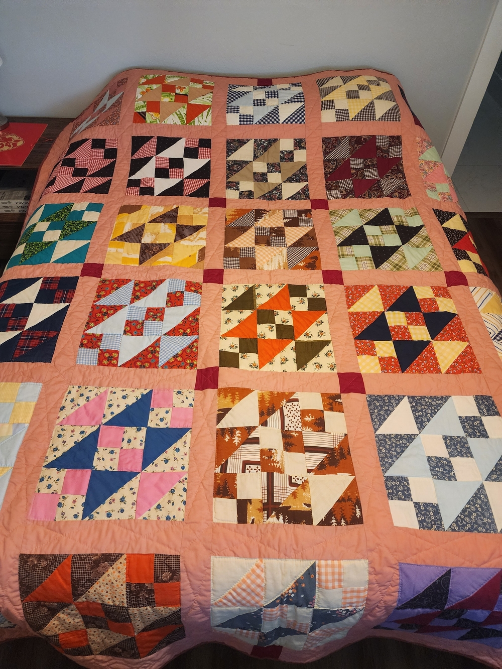 Handmade Patchwork Quilt - Pink Multi-Color - Picture 1 of 1